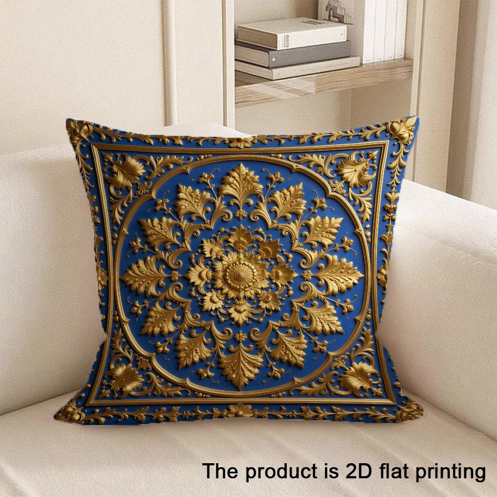 

1pc Luxurious Crown-Printed Red Velvet Pillowcase Sofa cushion cover home bedroom room decoration 45x45cm-1pcs