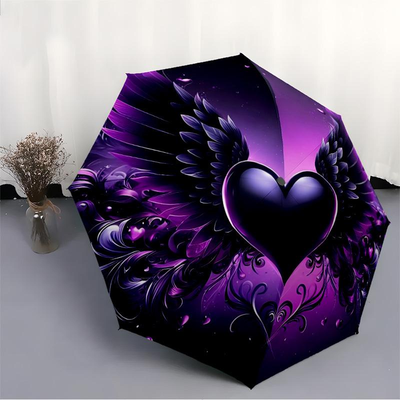 1pc HeartWings Automatic Open/Close Umbrella Compact Folding Umbrella, All-Season Portable Umbrella for Women/Men094