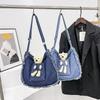 Large Street Style Denim Handbag Trendy Korean Shoulder Bag 2023 Fashionable Design