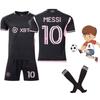 Miami Messi 10 Mls Fußballtrikot Set Heim Auswärts Schwarz Rosa Polyesterstoff Beinhaltet Trikot Hose Socken