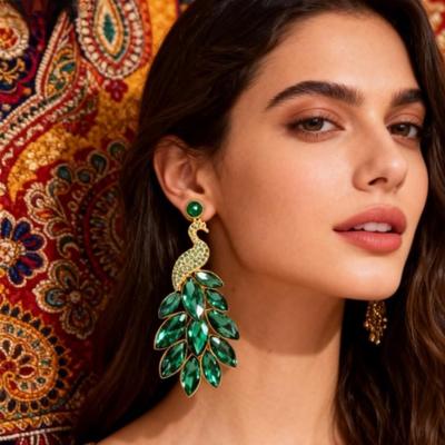 European Retro Peacock Earrings: Ethnic Indian Acrylic Inlaid Jewelry