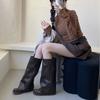 New Spot Korean Version Fashionable 2025 Autumn and Winter New Maillard Retro Stacking Boots Boots Boots Women's Pants Tube Riding