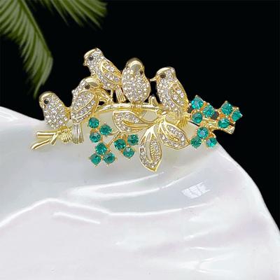 Vollstein-Elster-Brosche im chinesischen Stil - Raffinierte, Exklusive Anstecknadel, Hochwertige Blendfreie Befestigung, Kleine Blumenbrosche
