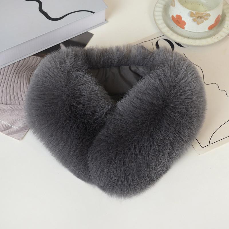 High-End Faux Fox Magnetic Neck Gaiter Winter Plush Light Luxury Scarf Men Women Thickened Warm Solid Color