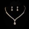 3PC Women's Fashion Water Drop Necklace Earrings Zircon Set Suitable for Wedding, Party, Festival Gifts-2910