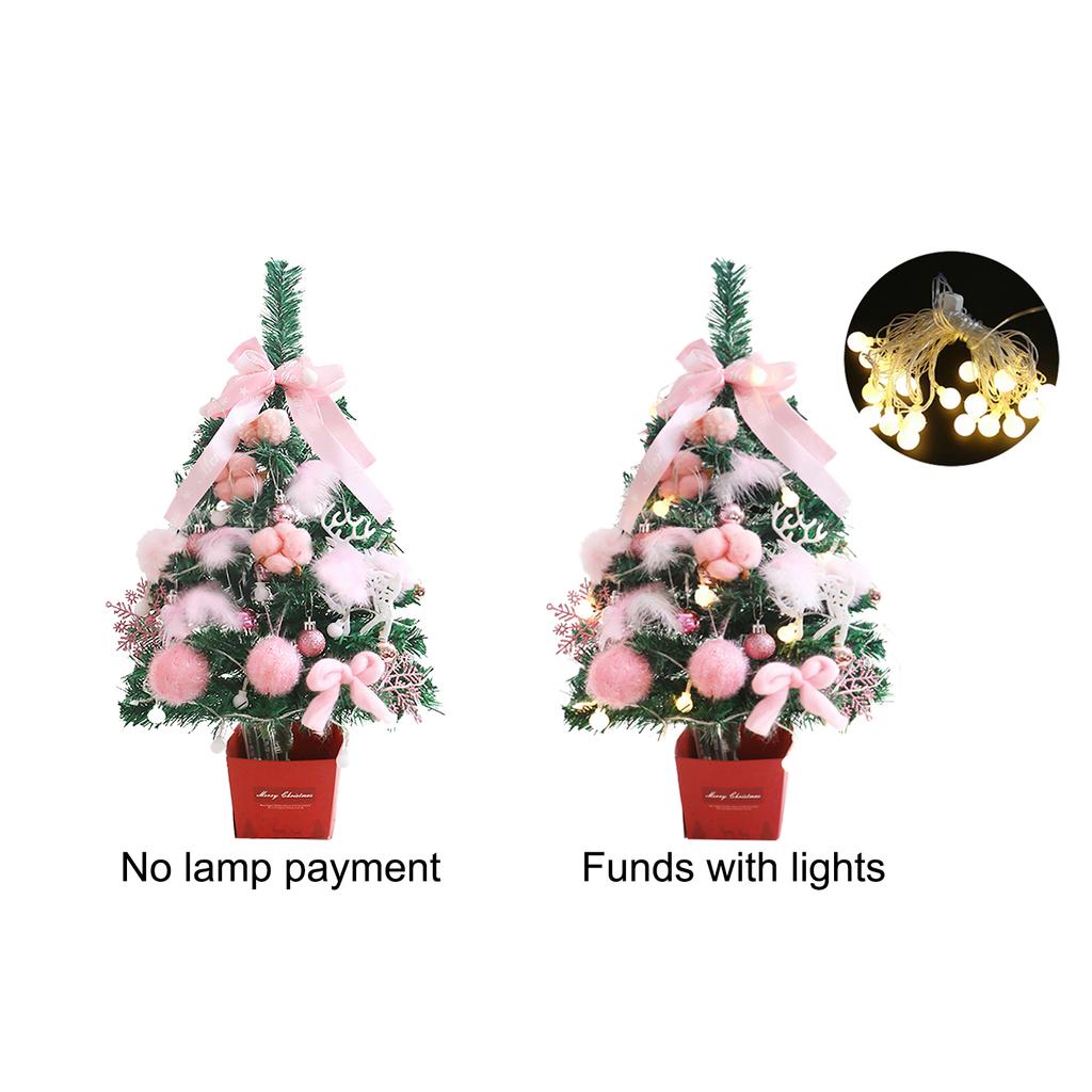 Mini Tabletop Xmas Tree Artificial 60cm Tree Decoration with Warm Light for Weddings Anniversaries Parties