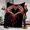 1pc Skeletal Heart Outdoor Flannel Blanket Soft All Season Polyester Throw , Perfect for Picnics & Travel , Picnic Accessory