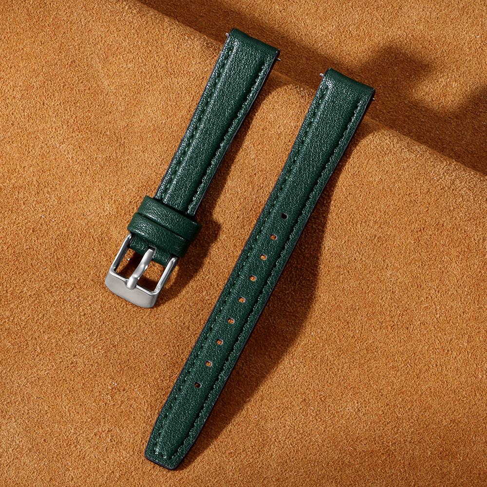 Leather Watch Strap 10mm 12mm 14mm 16mm for Men Women Universal Soft Wrist Band Ultra Thin Bracelet Pin Clasp Watch Accessories
