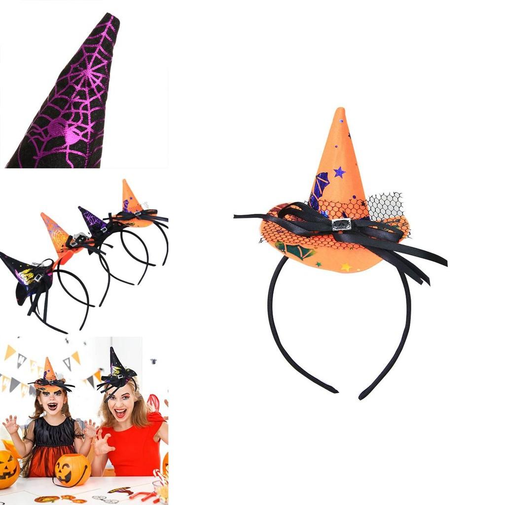 Halloween Witch Hat Headband Pumpkin Hair Hoop Spider Web Costume Party Props