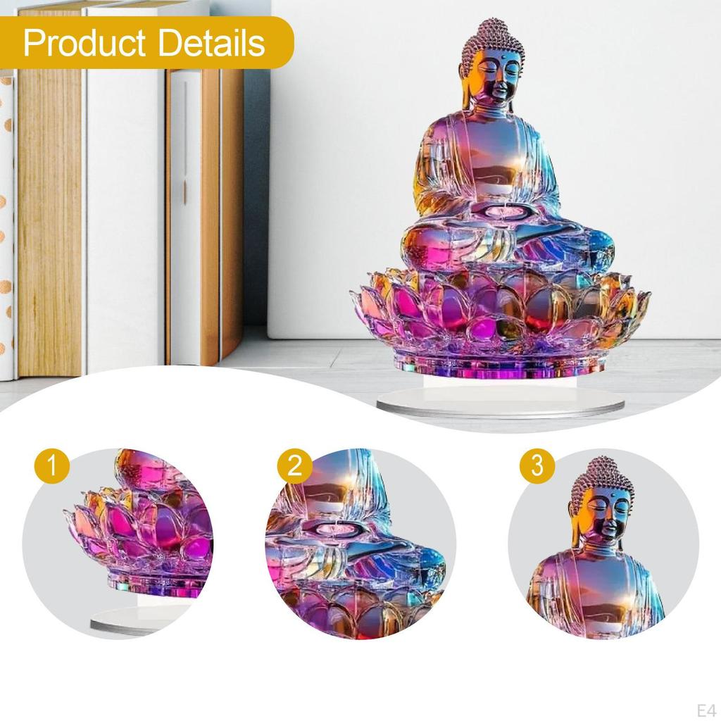 Acrylic Decorative to Assemble 2D Flat Buddha Ornament Christmas Decor Stable Base Desktop