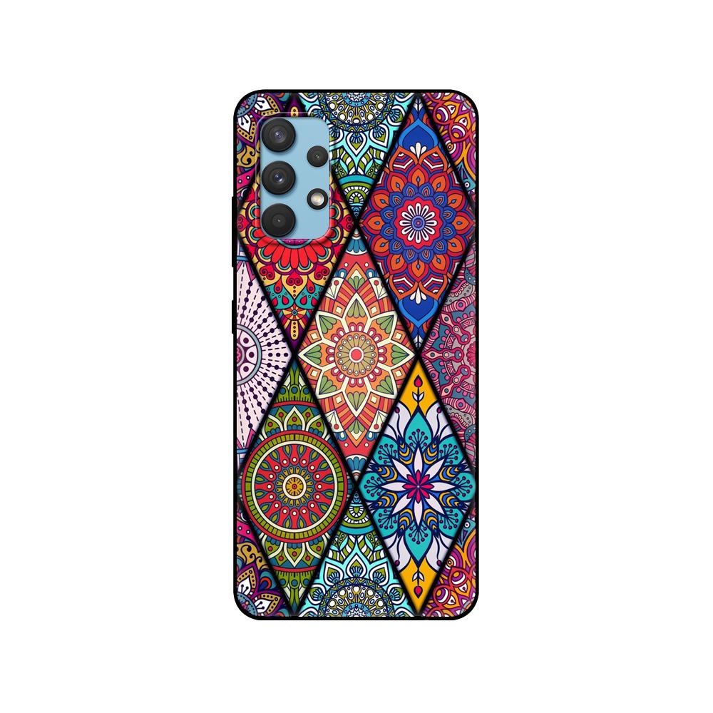 Black tpu Case For Samsung galaxy A12 A22 A32 A42 A52 A72 4g 5g S21 PLUS ultra back cover 3D Emboss Vintage Retro Lattice Flower