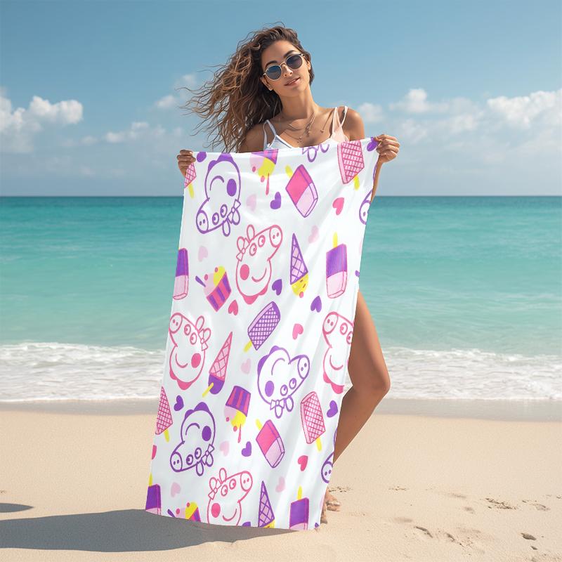 1Pc Peppa Pig Ice Cream Party Beach Towel Microfiber Beach Towel Thin Absorbent For Beach Swimming Yoga Bath Sports 0917106