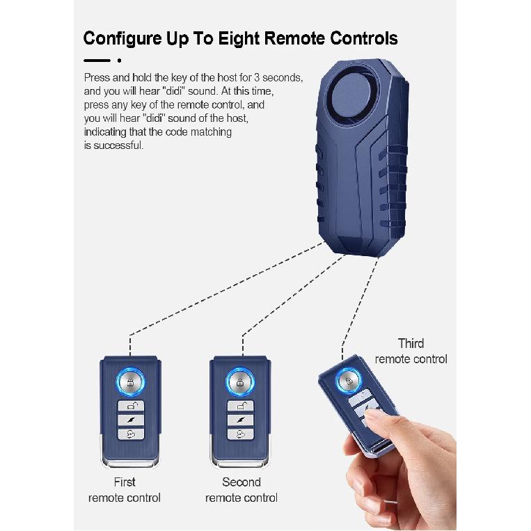 110dB Wireless Bicycle Horn Alarm with Remote Control IP55 Waterproof Anti-theft Bike Motorcycle Scooter Vibration Alarm