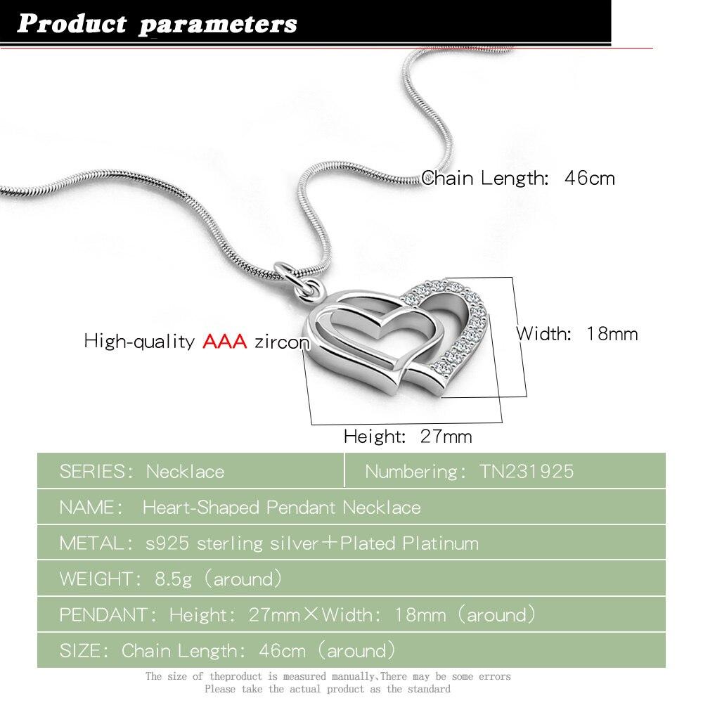 Heart Shape 925 Sterling Silver Pendant Necklaces For Women Choker Necklace &Pendants Christmas