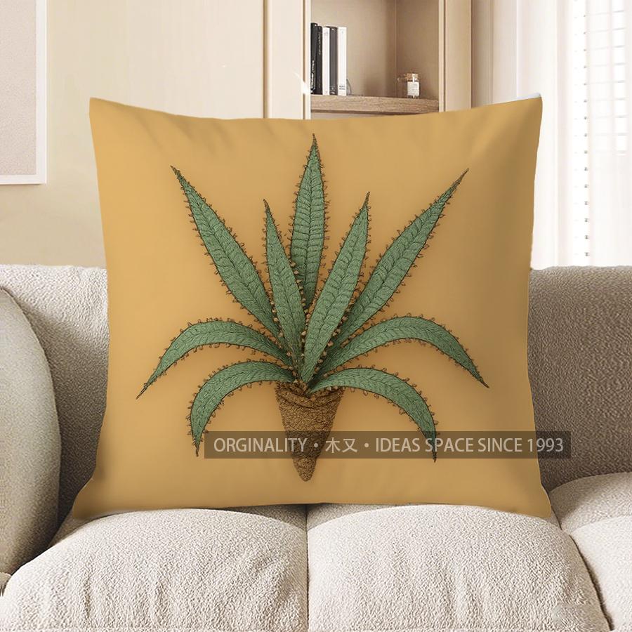 Home Decor Unique Fern Plant Design Throw Pillow Cover Pattern Cushion Cover Suitable For Sofa Bedroom Car Pillow Cover