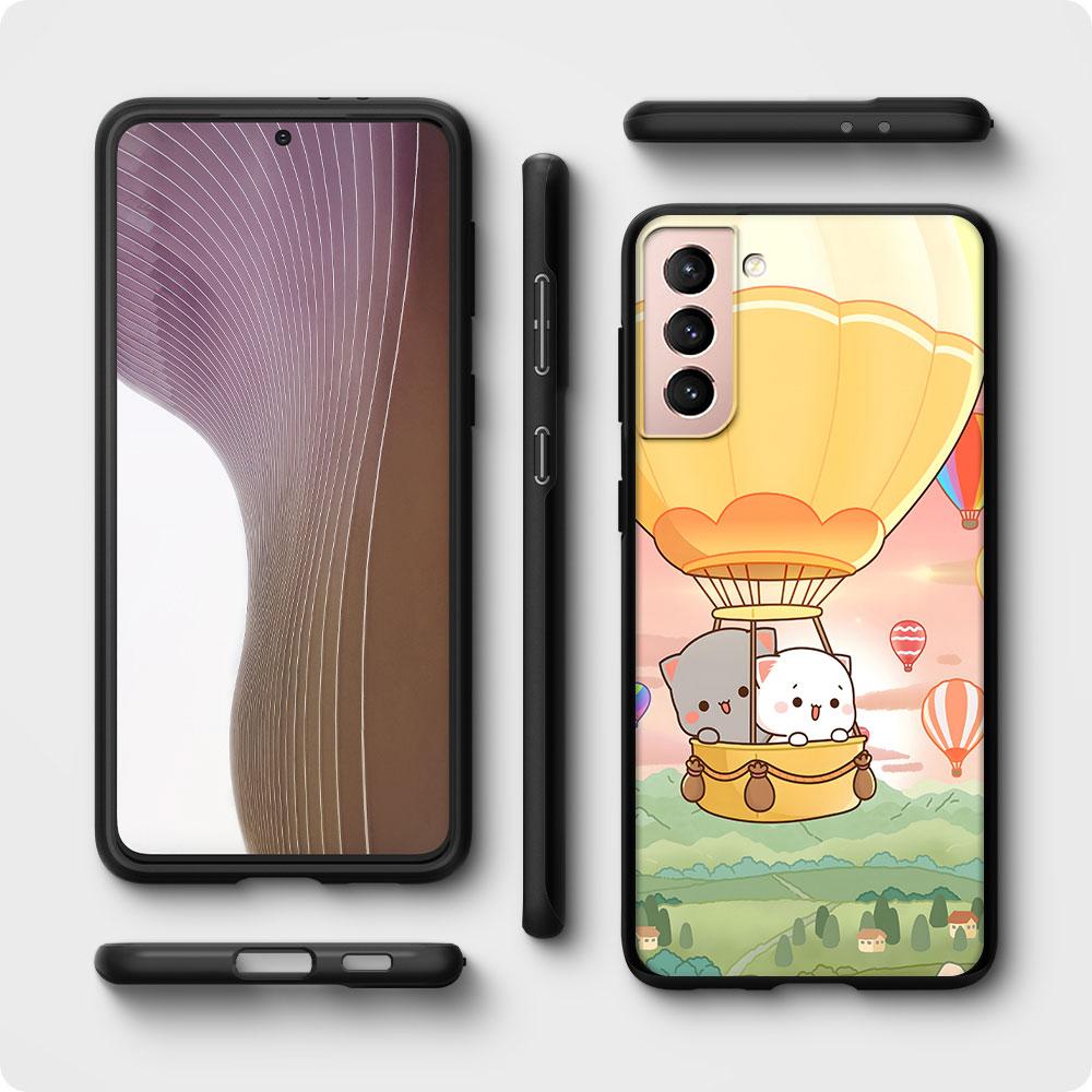 Peach And Goma Cat Case for Samsung Galaxy S23 S21 S20 FE S24 S22 Ultra S10 S10e S9 Plus Soft Black TPU Phone Cover Bumper