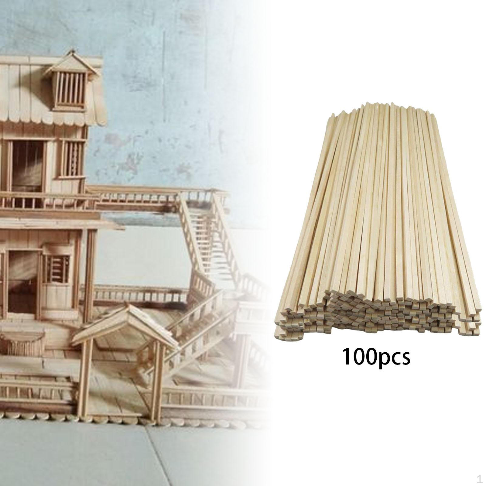 

100 шт. необработанные палочки из твердой древесины, деревянный квадратный дюбель-стержень, художественное ремесло для