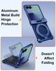 Oatsbasf Metal Phone Case for Samsung Galaxy Z Flip 7 with Ring Stand 360° Rotation Magnetic Minimalist Bumper for Z Flip 7 Case