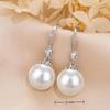 Silver Freshwater Pearl Drop Earrings With Cubic Zirconia For Wedding Party Anniversary Daily Wear