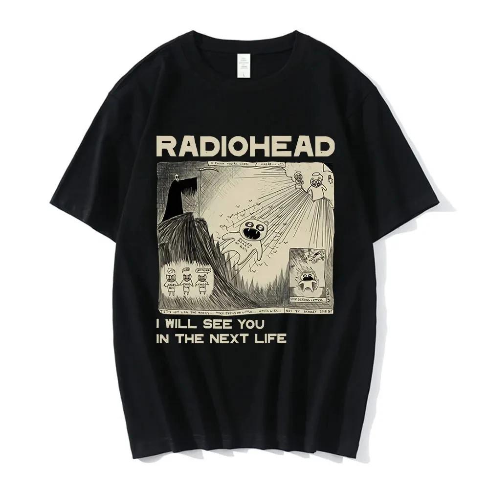 Vintage tričko Rocková kapela Radiohead Pánské 100% bavlna Trička Hip Hop The Bends Potisk hudebního alba Tričko Oversize Top