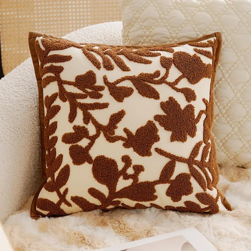 11X11/11X11CM Cream Brown Throw Pillow Cover Luxury Nordic Stamping Waist Cushion Cover Decor Home Decorative Pillowcase 1116