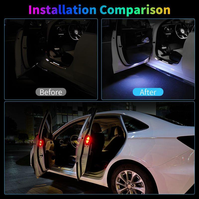 LED Car Door Lights Welcome Light Magnetic Control USB Charging Auto Open Door Safe Anti-collision Emergency Warning Signal Lamp