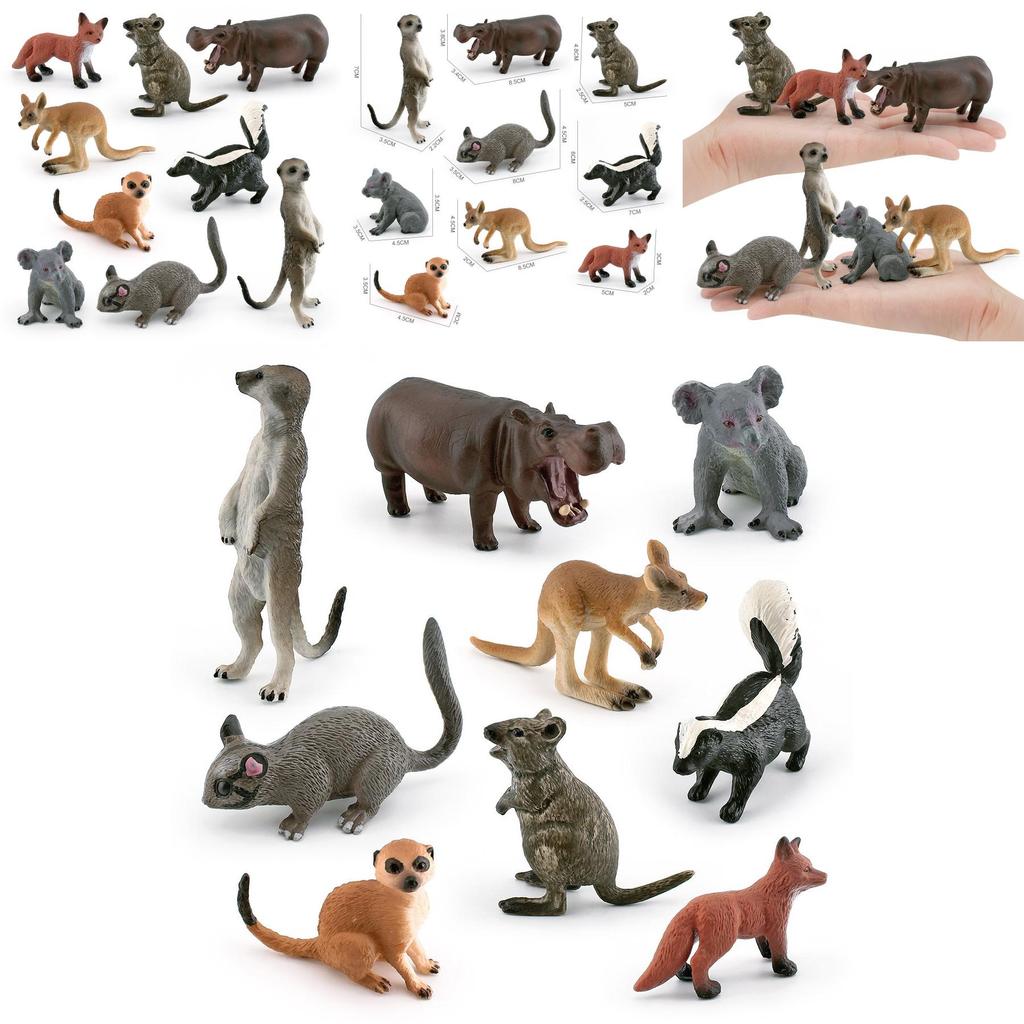 Beautifully Crafted Static Model Animals In Vibrant Colors Red Fox Kangaroo Skunk And Others