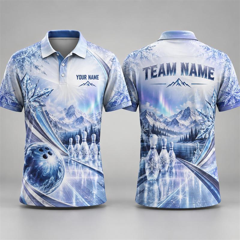 Unisex womenCustom Bowling Polo Shirt Personalized Name Team Name Retro Graphic Short Sleeve Jersey League Tournament Sports Team Uniform