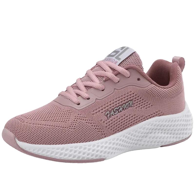 Women Lightweight Breathable Casual Sneakers Ladies Non-Slip Jogging Shoes Flying Weaving Four Seasons All-Match Running Shoes
