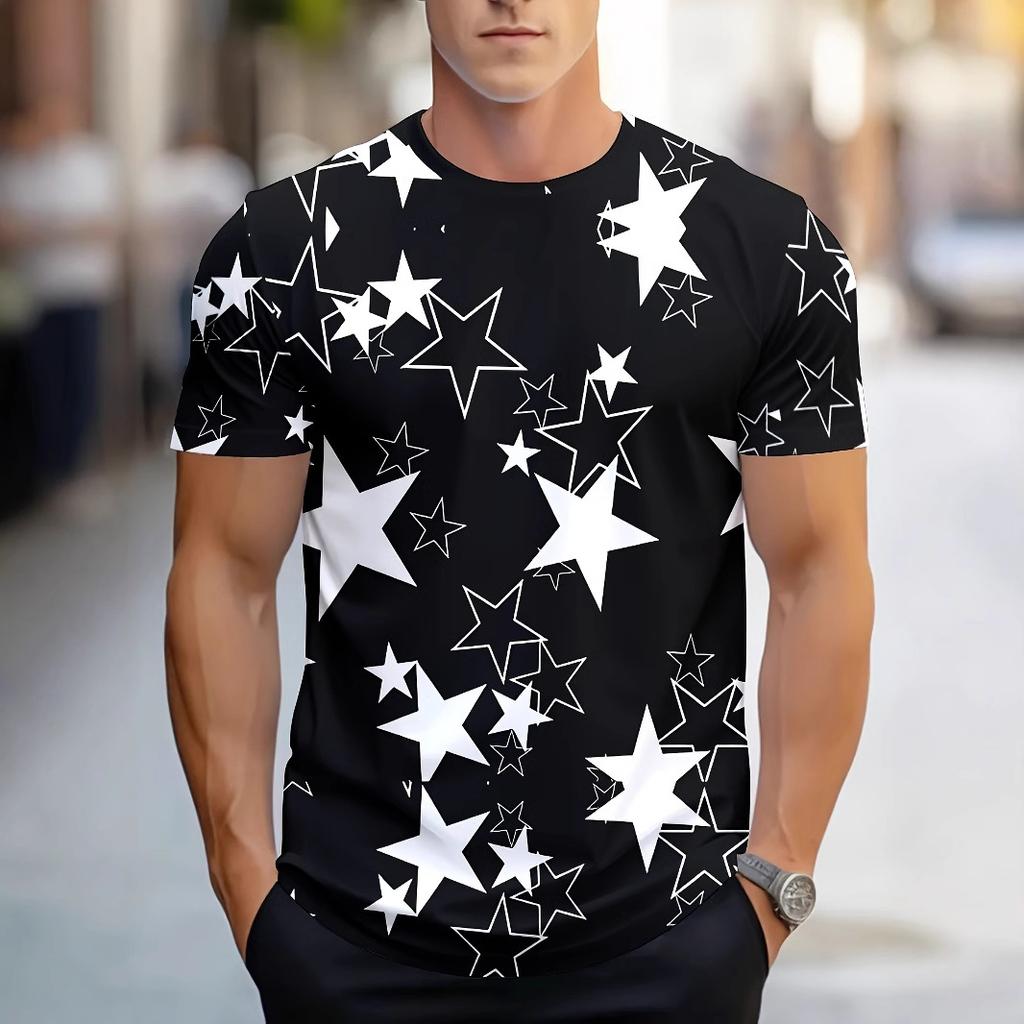 Zomer Mannen 3D Geprint Ronde Hals T-shirt Mode Veelzijdig Ademend Trend Casual