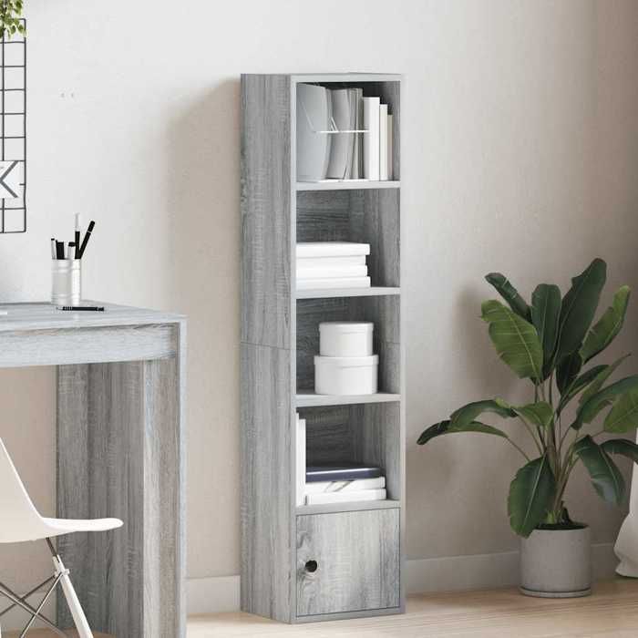 VidaXL Bookcase Sonoma Grey 31x24x127 Cm Engineered Wood, Bookshelf, Storage Rack, Book Support, 860351