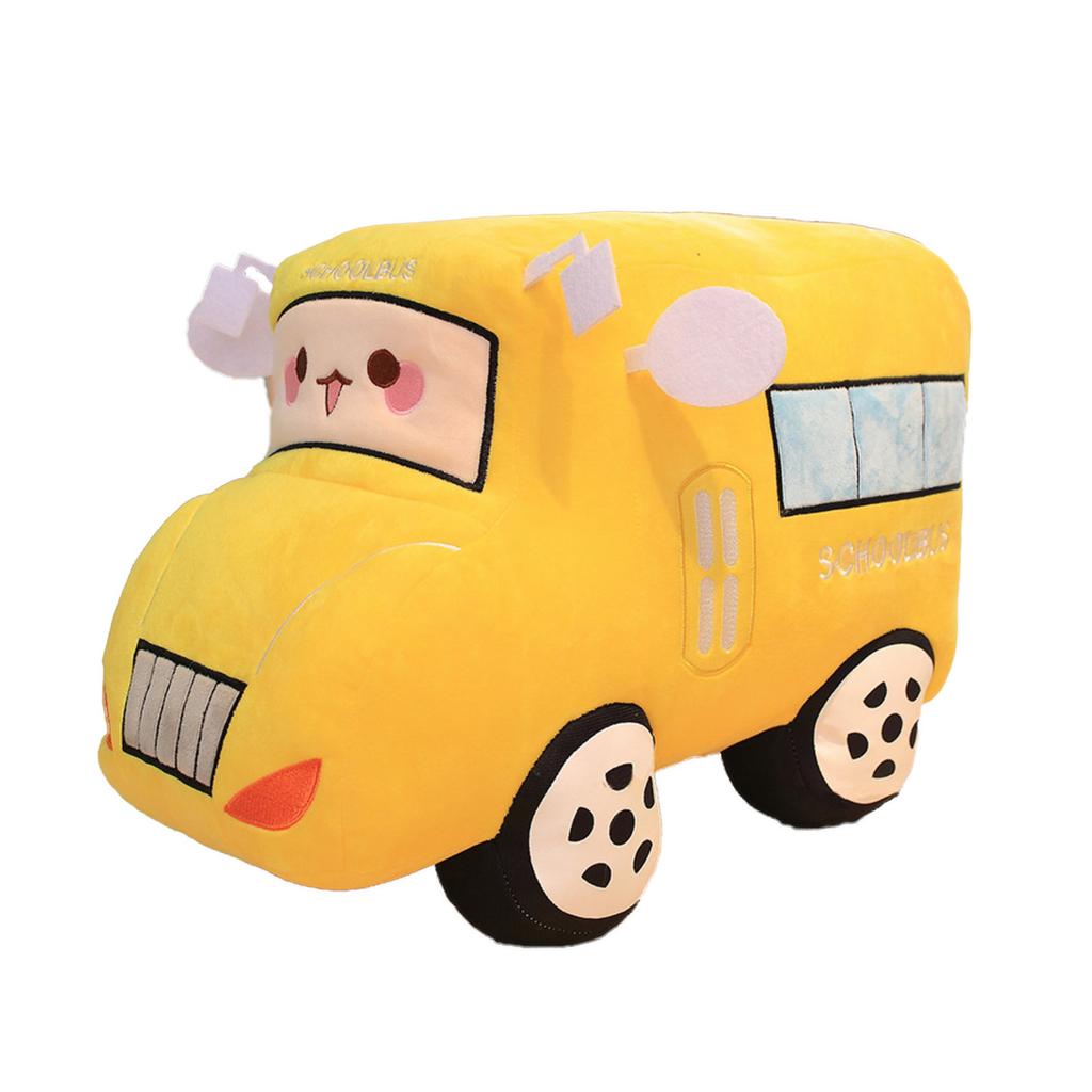 Simulated Yellow School Bus Plush Toys Cute 3D School Bus Stuffed Gifts Cartoon Vehicle Shape Plush Toy Pillows
