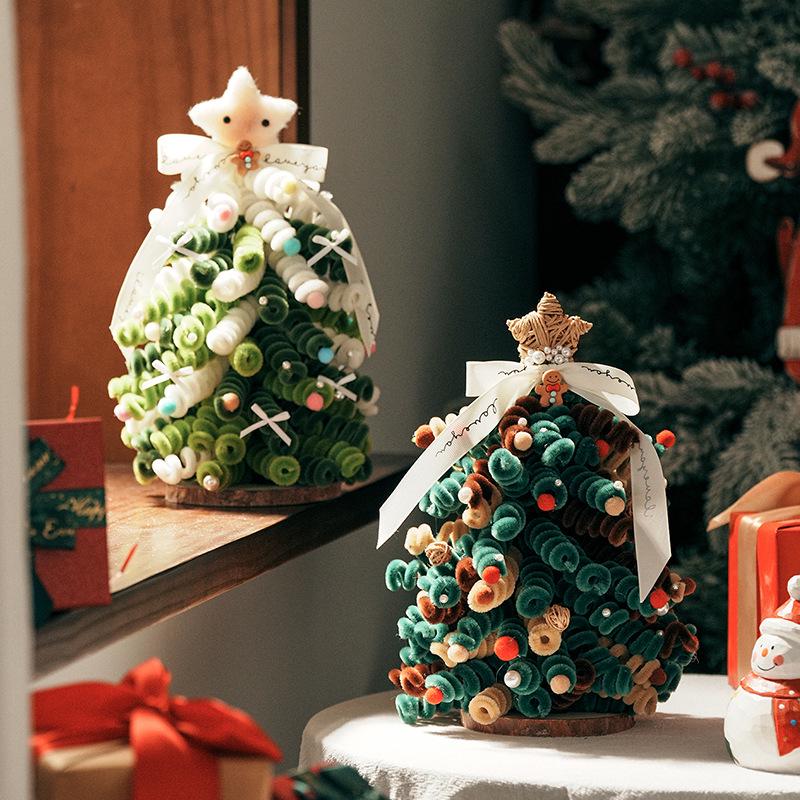 Handmade Pipe Cleaner Christmas Tree Ornament - DIY Pack for Desktop Decoration, Perfect Gift for Girlfriend