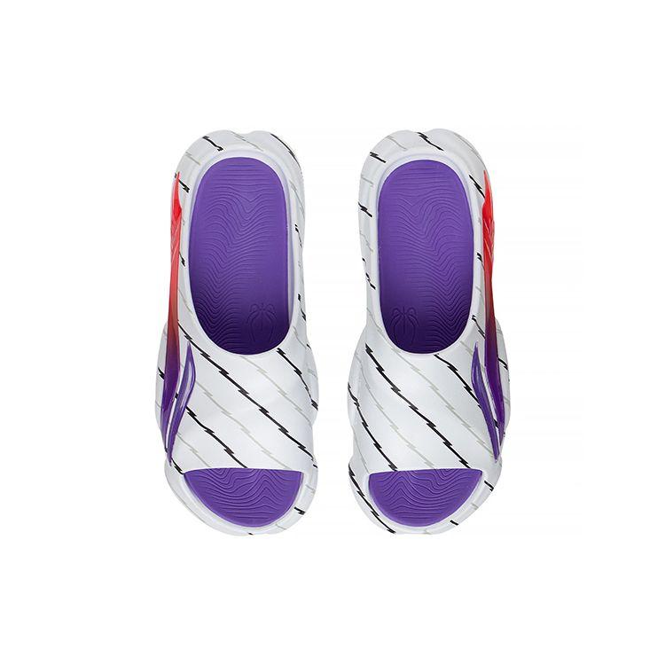 Li Ning Flash 8 Breathable Wear-Resistant Non-Slip Silent Slide Sandals Men Sandals White Purple Red ABTS009-5