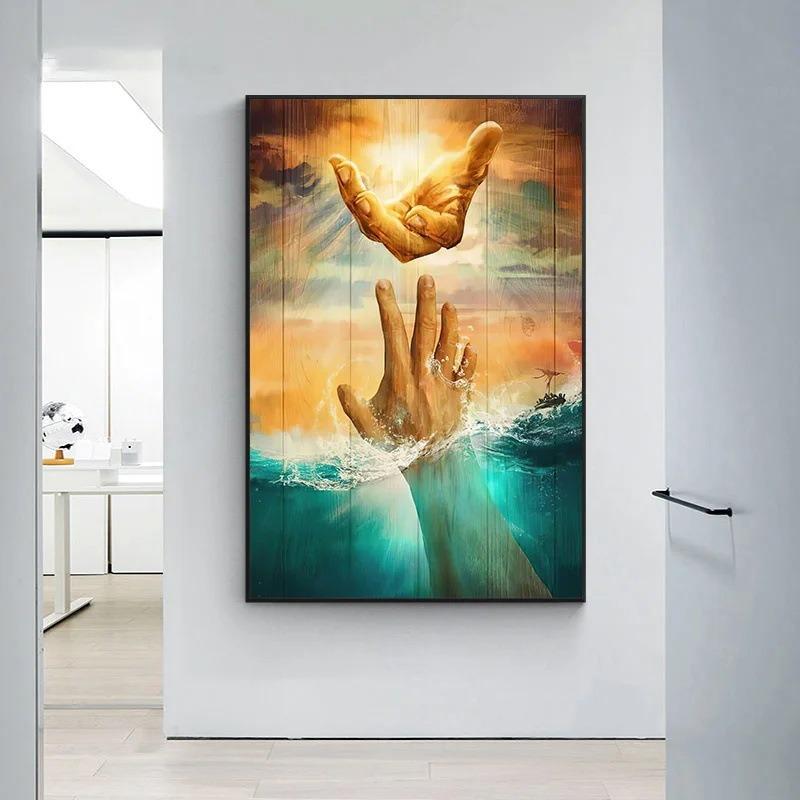 Jesus The Hand of God Canvas Painting Decorative Christian Art God Wall Art Picture Printing Poster Image Bedroom Decoration