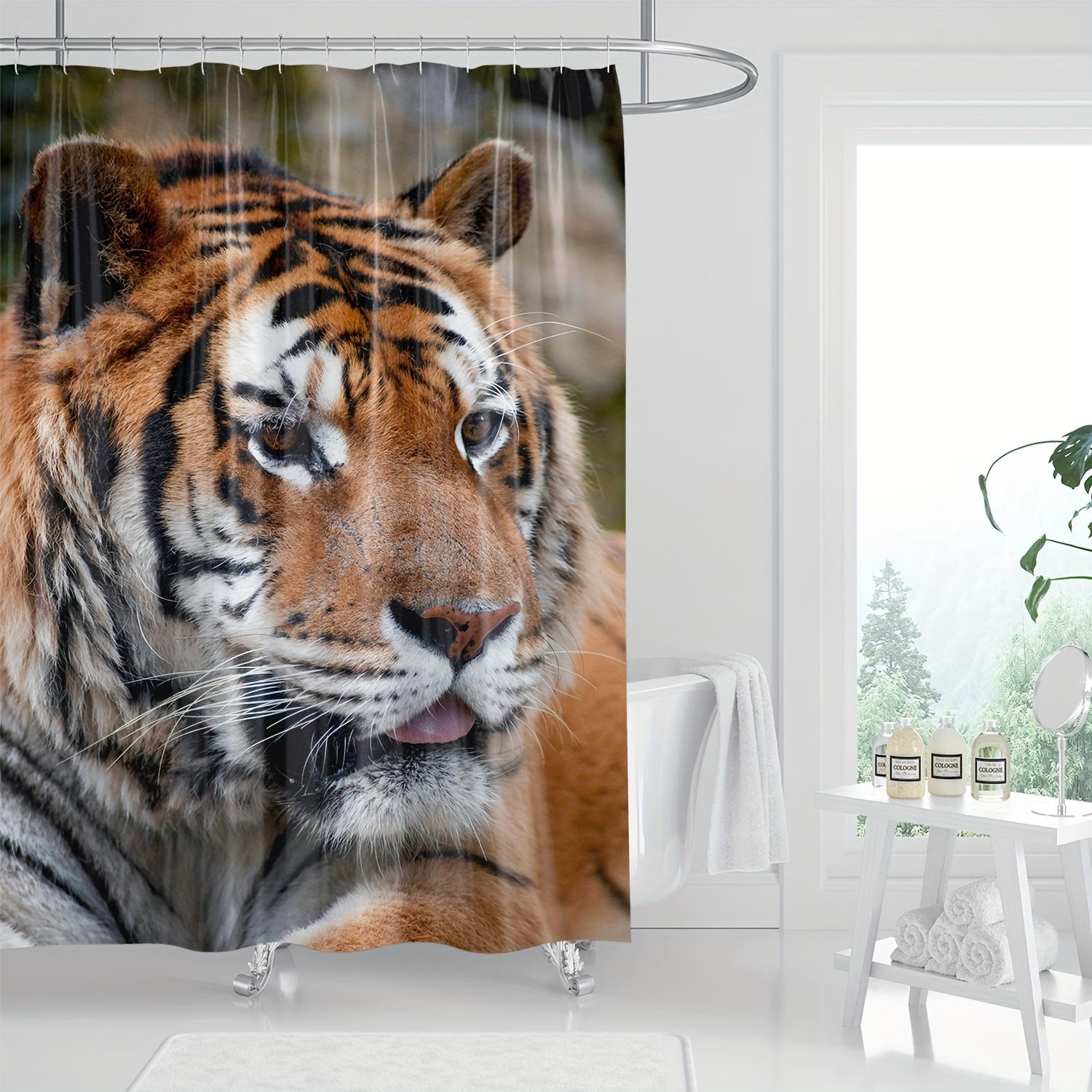

1Pc, Realistic Tiger Shower Curtain, Wildlife Animal Design, Digital Print, Bathroom Decor, Durable Waterproof Fabric W60H190(CM)-1 Pcs
