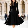 European and American women's clothing 2026 spring and summer fashion temperament V-neck lace-up waist satin long-sleeved dress