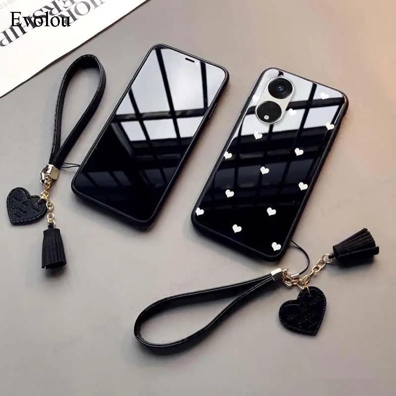 For Honor 600 Lite Tempered Glass Hard Protection Phone Case For Honor 500 Smart Love Heart Pattern Shockproof Back Cover