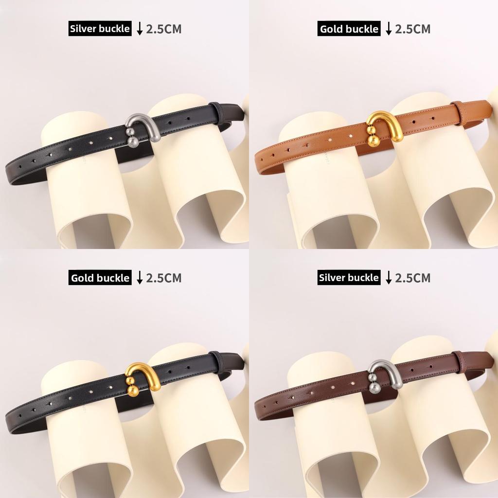 Traditioneller Damen-Leder-Taillengürtel mit silberner oder goldener Schnalle für Büro und Kleid