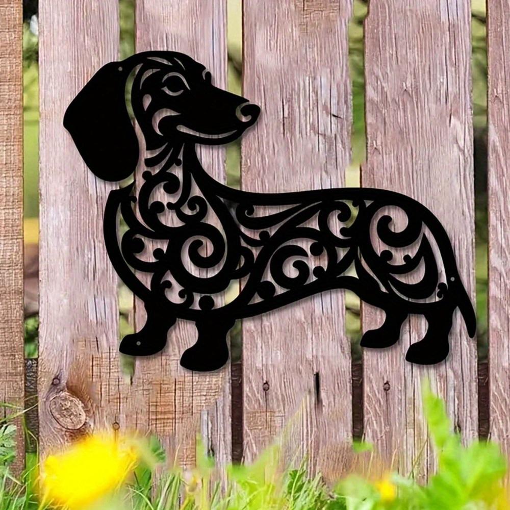 Verspielte Dackel Metall Wandkunst - Verspielte Innen-/Außenskulptur für Gärten, Terrassen & Wohnräume, Perfekt für Balkone