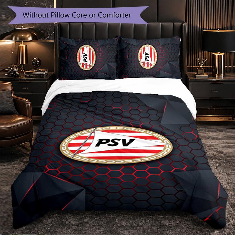 PSV Eindhoven FC Themed Bedding 3Pcs Duvet Cover Set Decorative Bed Linen For Teen Room Home Decoration