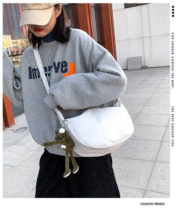 Módní unisex plátěná crossbody taška - Japonský hip hop styl