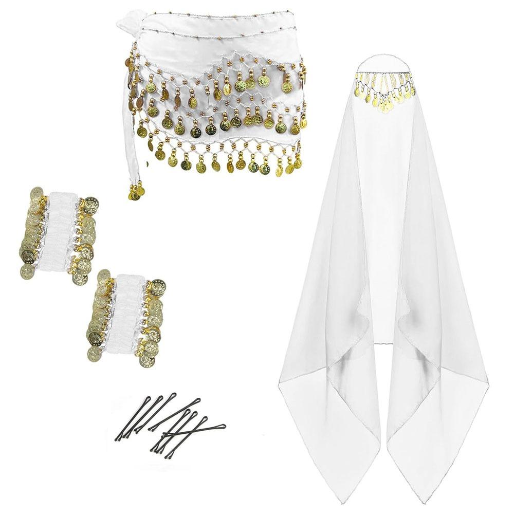 

Detachable Headpiece Belly Dance Costumes Belly Dancer Outfit Party Performance белый