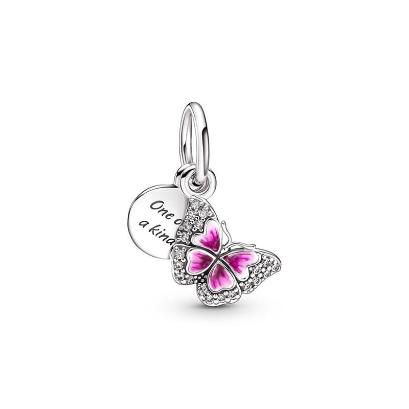 Glow-In-The-Dark Firefly Butterfly Charm Beads Fit European Original Copper Bracelet Necklace Beads For Diy Jewelry Women Gift