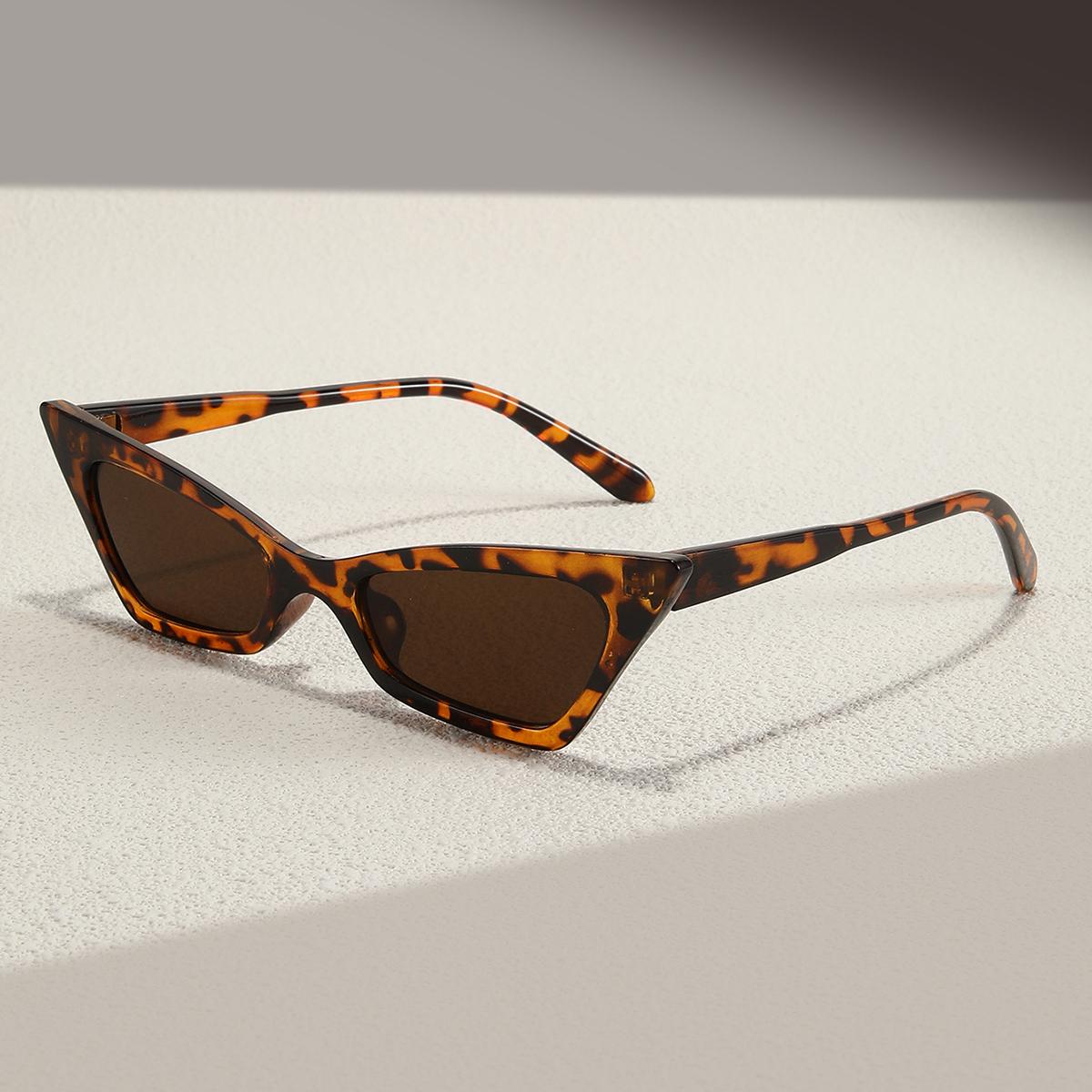 

1 пара ретро солнцезащитных очков в черепаховой оправе, треугольные, женские, модные, для путешествий, для позирования, модельные очки, очки с защитой от УФ-лучей коричневый