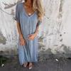 New European and American Cross-border Fashion Cotton and Linen V-neck Semi-formal Dress
