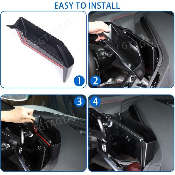 Center Console Storage Box Compatible With Chevrolet Corvette C8 -2025, ABS Navigation Screen Rear Storage Tray Organizer, Auto Interior Accessories