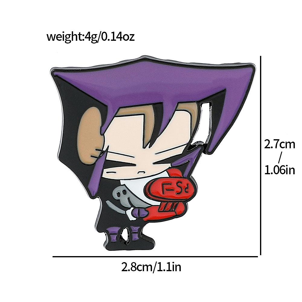 European and American Cartoon Characters Alien Invaders ZIM Alloy Brooch Green Alien Metal Badge Pin