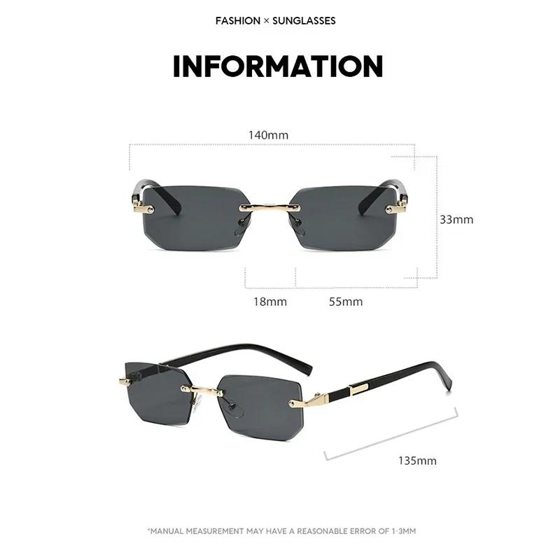 Trendy Rimless Sunglasses for Men Women Fashion Frameless Rectangle Sun Glasses Retro Shades Summer Traveling Eyewear UV400