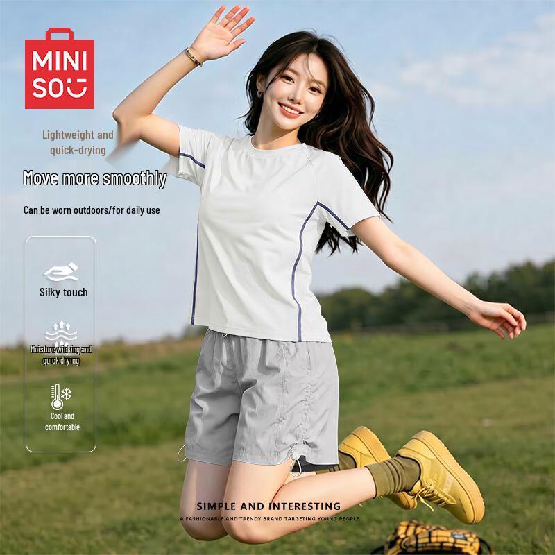 MINISO Women s Quick-Dry Short Sleeve & Shorts Sport Set S